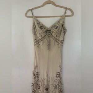 Sue Wong Cream Gown with Beaded Details